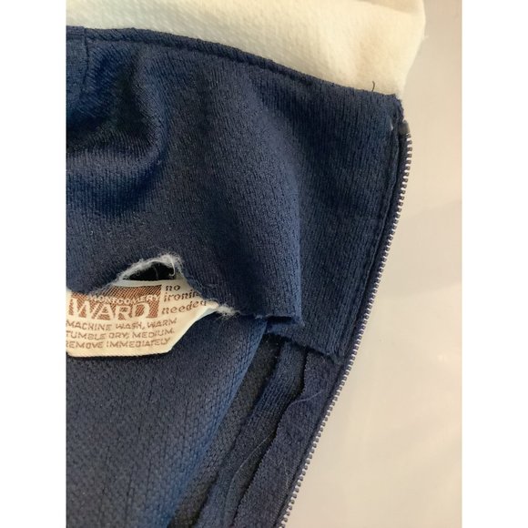 1960's-70's Montgomery Ward Navy & White Dagger Collar Dress - Picture 5 of 10